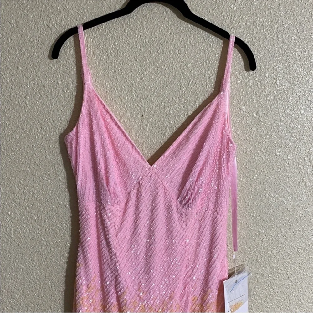 SOLD Mac Duggal 5763 Sunset Ombre Pink Sequin Open Back Maxi Gown Dress Size 8 - Picture 8 of 16